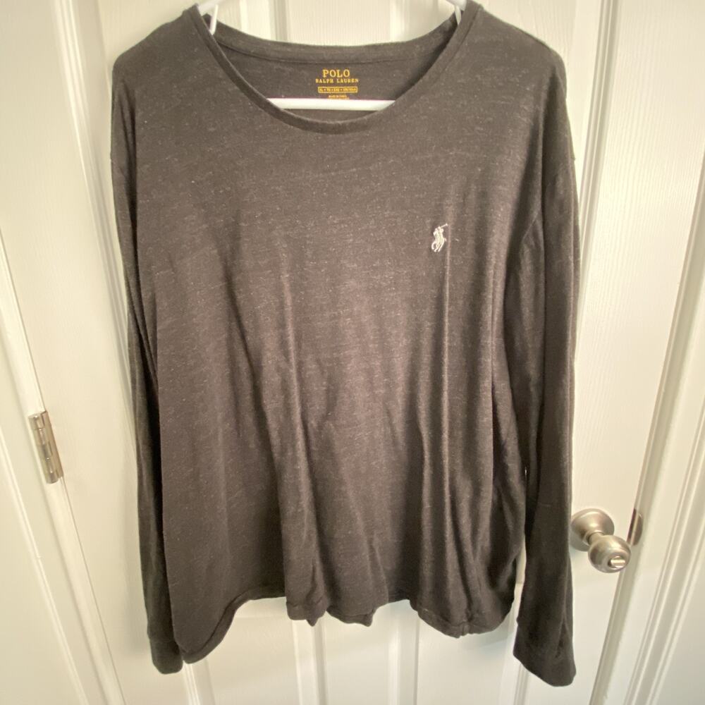 Polo Ralph Lauren Shirt Mens XL Gray Long Sleeve Crewneck Classic Pony Logo